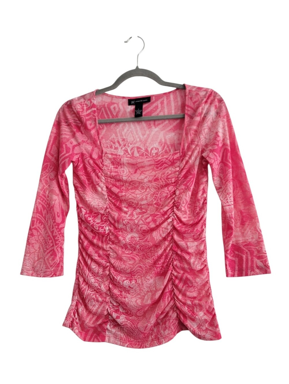 VTG INC‎ Y2K Square Neck Going Out Top Floral Tribal Pink
